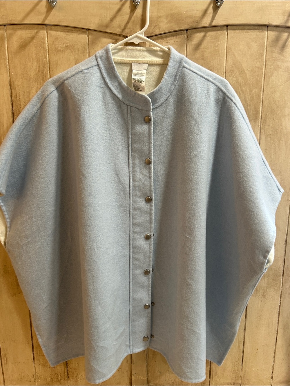 Chico’s -Light /Pastel Blue Wool Blend Women's Bolero Button-Front Shrug Coat